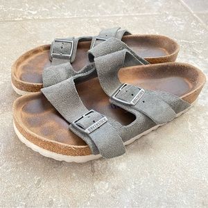 BIRKENSTOCK Arizona Soft Footbed Suede Leather In Stone Coin Size 36 EU 5.5 US